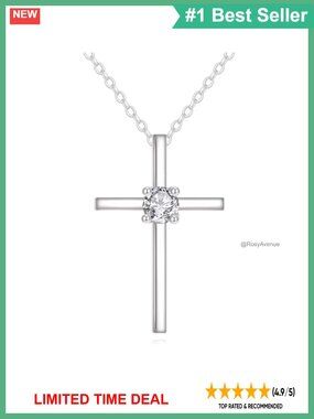 14k Gold Lab Grown Diamond Cross Necklace 16-18 In